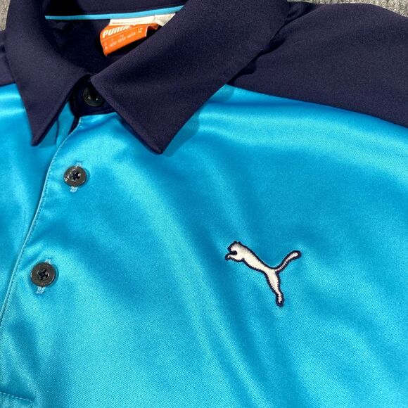 Puma Mens Medium Short Sleeve Polo Shirt Ombre Fade Color Pattern Soccer Futbol - Picture 4 of 8